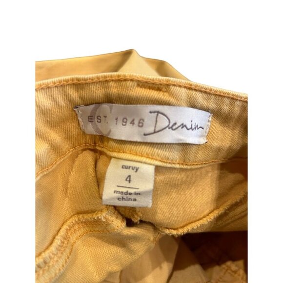 Yellow Curvy Denim Jeans Capri Est. 1946 Size 4 Cotton & Spandex - Picture 4 of 7